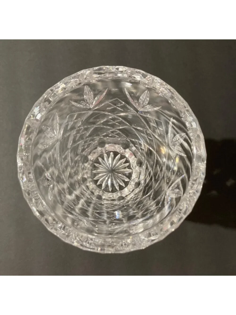 Ceska Hand-Cut Crystal Vase With Intricate Diamond Cut